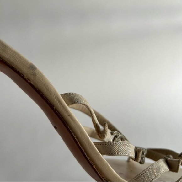 Rare Chanel Iconic "CC" Rhinestone Metallic Leather Sandal Heels size 40 - Picture 12 of 13